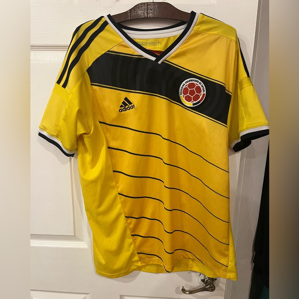 adidas Yellow Soccer Jersey with Red Accent